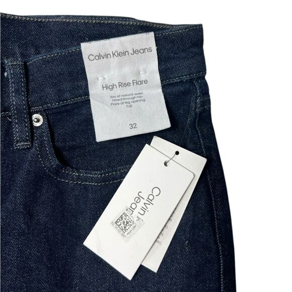 Calvin Klein High Rise Flare Jeans Dark Wash Size 32 NWT - Picture 4 of 9